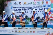 Sekdaprov Lampung Dampingi Menteri Perdagangan Peletakan Batu Pertama Pasar Tematik Wisata Danau Ranau