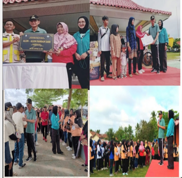 PJ Bupati Pringsewu Adi Erlansyah Menyematkan Simbolis Rompi Smart Village Dalam Acara Pringsewu Menyapa Di Alun Alun Pandan Sari