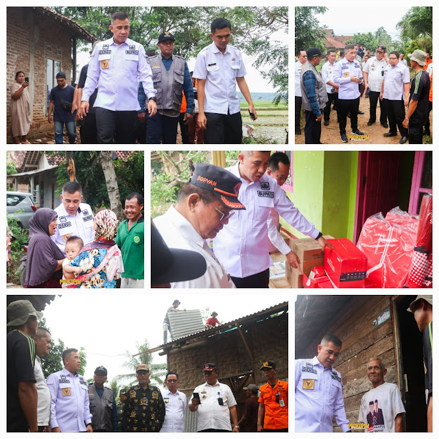 Bupati Pesawaran Dendi Ramadhona Tinjau Korban Angin Puting Beliung