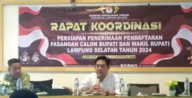 KPU Lamsel Gelar Rakor Persiapan Penerimaan Paslon Bupati dab Wakil Bupati Tahun 2024