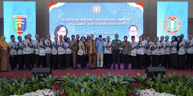 Pj. Gubernur Lampung Hadiri Pelantikan Pengurus PGRI Provinsi Lampung