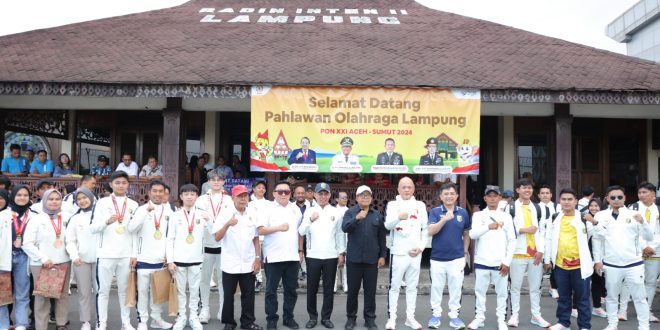 Pj. Gubernur Sambut Kontingen PON Lampung, Berhasil Pertahankan Posisi 10 Besar dengan Membawa Pulang 68 Medali