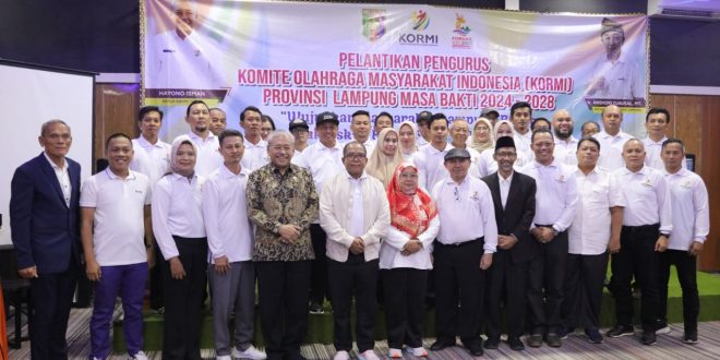 Pj. Gubernur Samsudin Hadiri Pelantikan Pengurus Komite Olahraga Masyarakat Indonesia Provinsi Lampung Masa Bakti 2024-2028