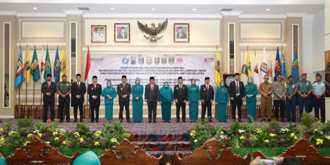 Ibu Maidawati Retnoningsih Samsudin Kukuhkan Penjabat Sementara Ketua TP PKK Lamtim, Lamteng, Bandarlampung dan Metro serta Serahkan Surat Pelaksana Tugas TP PKK Lamsel