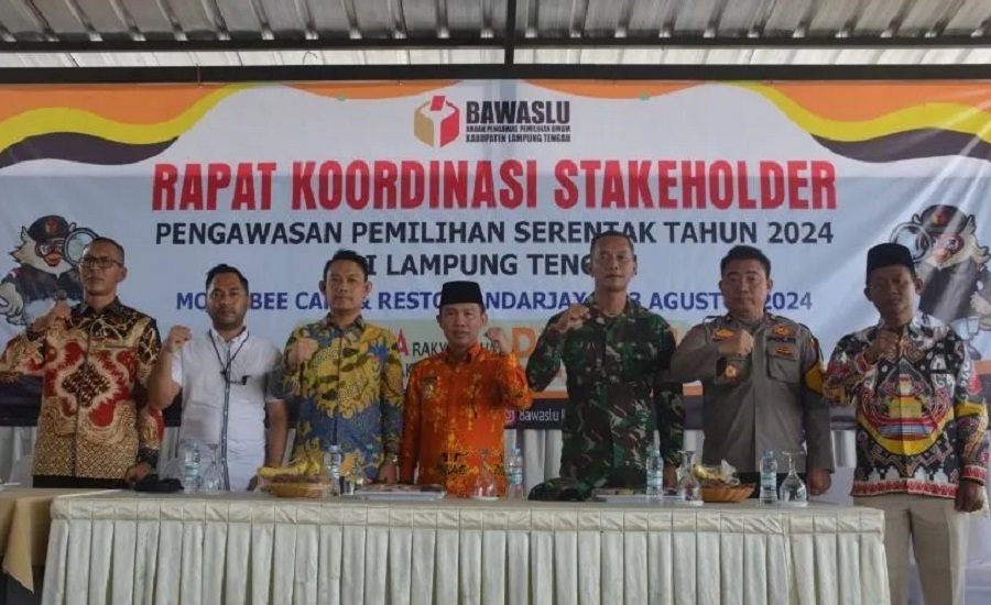 Pemkab Lampung Tengah Hadiri Rakor Stake Holder Pengawasan Pemilih Serentak 2024