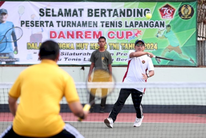 Pj Gubernur Lampung Samsudin Buka Turnamen Tenis Danrem Cup