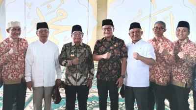 Ketua dan Anggota DPRD Lampung Bersama Pj Gubernur Menggas Pembangunan Masjid Kota Baru