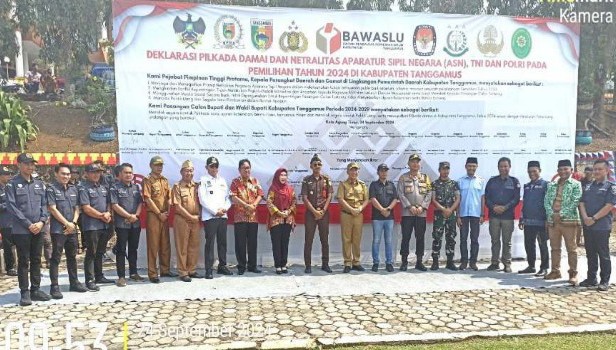Pj. Bupati Tanggamus Hadiri Deklarasi Pilkada Damai dan Netralitas ASN, TNI-POLRI