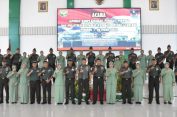 Danrem 043/Gatam Terima Laporan Korps Kenaikan Pangkat Perwira Dan Lantik Kenaikan Pangkat Bintara Dan Tamtama