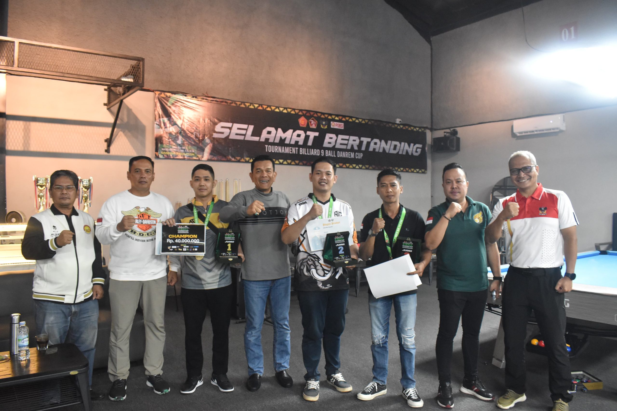 Centralberita – Turnamen Billiard 9 Ball Danrem Cup Dalam Rangka HUT Ke-79 TNI Tahun 2024, Resmi Ditutup Danrem 043/Gatam