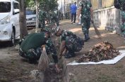 Kompak TNI Wilayah Provinsi Lampung Bersihkan SLB Dharma Bhakti Dharma Pertiwi 
