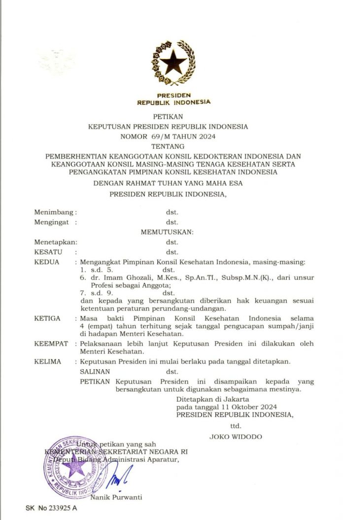 Wakil Direktur Keperawatan,Pelayanan Dan Penunjang Medik RSUDAM,DR.Imam Ghozali Resmi Dilantik Resmi Menjadi Anggota Pimpinan Konsul Kesehatan Indonesia