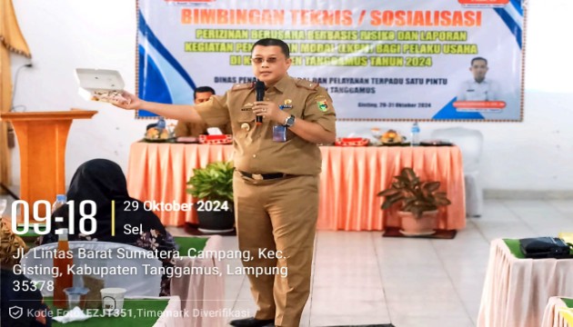 Dinas PMPSTP Tanggamus Gelar Bimtek dan Sosialisasi Perizinan Berusaha Berbasis Risiko Dan Laporan Kegiatan Penanaman Modal