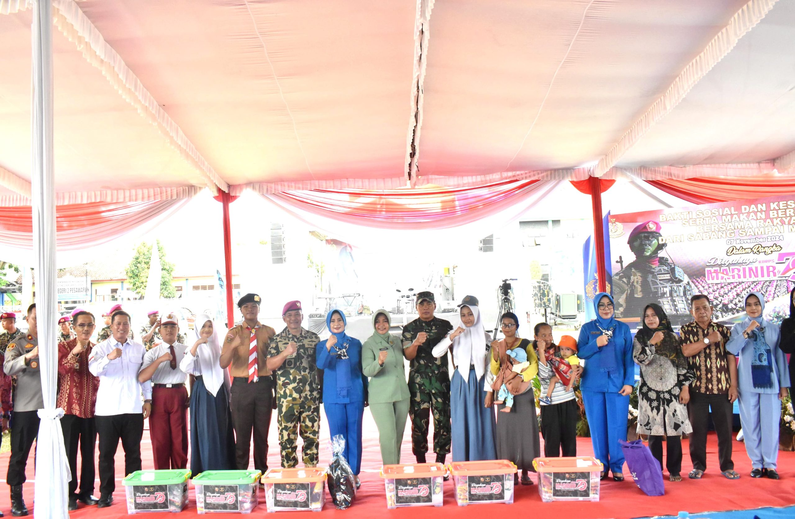 Kasrem 043/Gatam Hadiri Kegiatan Bakti Sosial Dan Bakti Kesehatan Memperingati HUT Korps Marinir Ke-79 Tahun 2024