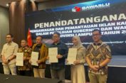 Bawaslu Lampung Teken Penandatanganan Mou Pengawasan dan Pemantauan iklan Kampanye di Media Massa