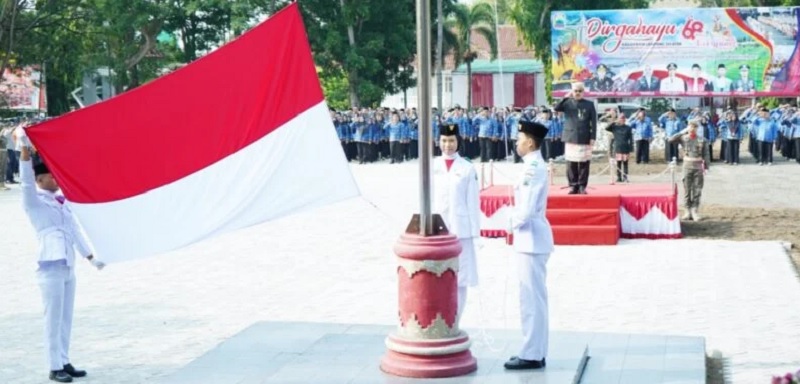 Upacara Bendera Awali Peringatan HUT Ke-68 Kabupaten Lampung Selatan
