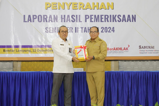 Pj. Gubernur Lampung Samsudin Terima Laporan Hasil Pemeriksaan BPK Perwakilan Lampung Semester II Tahun 2024