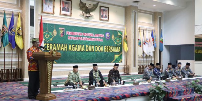 Pj Gubernur Lampung Hadiri Pembinaan Mental Spiritual Anggota Satuan Polisi Pamong Praja
