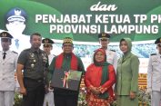 Kasilog Kasrem 043/Gatam Hadiri Pelepasan Tugas Jabatan Pj. Gubernur dan Ketua TP PKK Provinsi Lampung