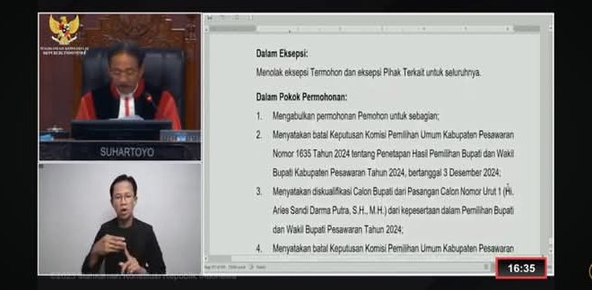 MK Diskualifikasi Aries Sandi di Pesawaran, Ini Putusan Lengkapnya