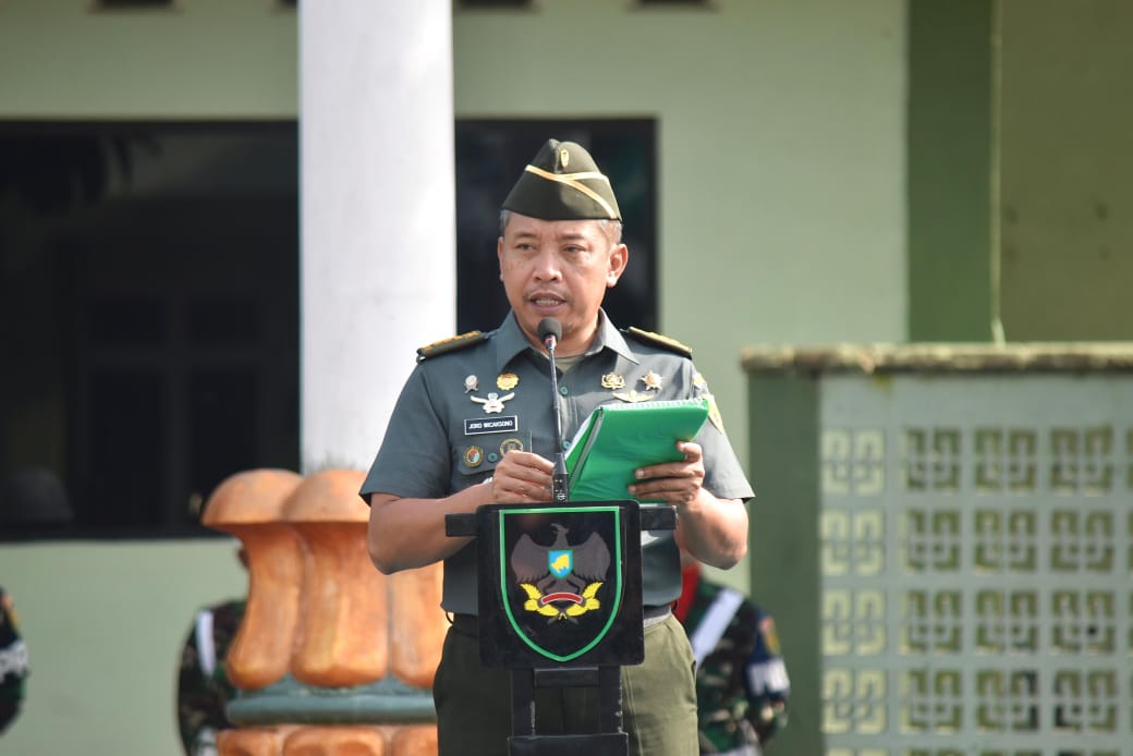 Upacara Bulanan Korem 043/Gatam, Siap Laksanakan Petunjuk Dan Arahan Pangdam II/Swj
