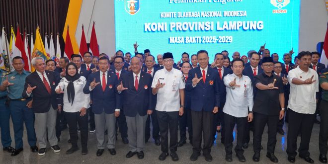 Pengurus KONI Lampung Resmi Dikukuhkan, Gubernur Dorong Peran Aktif KONI Pada Pembangunan Bidang Olahraga