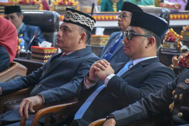 H. Bambang Imam Santoso Wali Kota Metro dan Forkopimda ikuti Papripurna DPR dan MPR RI