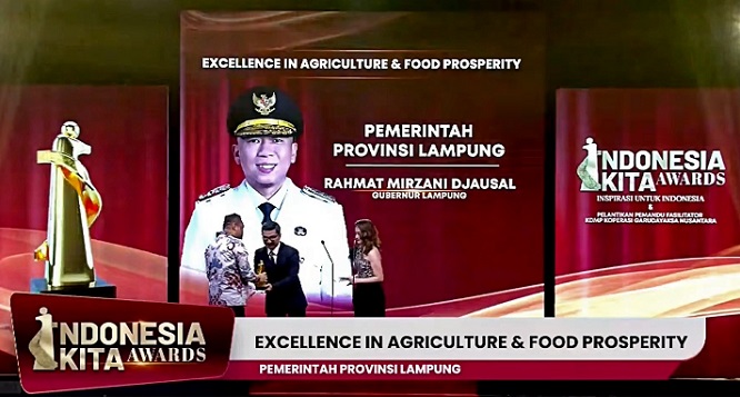 Pemprov Lampung Raih Penghargaan Excellence in Agriculture and Food Prosperity