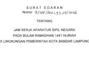 Wali Kota Bandar Lampung Terbitkan SE Jam Kerja ASN Selama Ramadan 1447 H