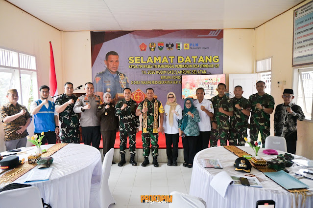 Bupati Nanda Dampingi Wasev Panglima TNI Tinjau TMMD Ke-127 Kodim 0421/Lampung Selatan