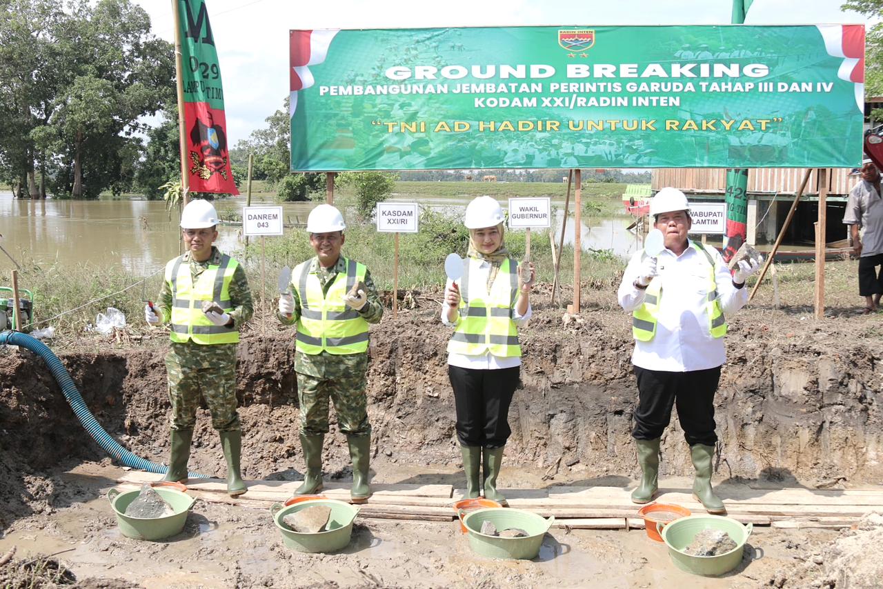 Danrem 043/Gatam Hadiri Ground Breaking Jembatan Garuda, Dorong Peningkatan Ekonomi Warga Lamtim