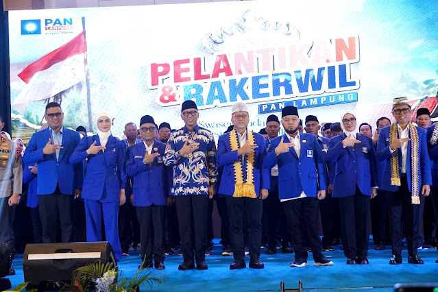 Gubernur Mirza Hadiri Pelantikan Pengurus DPW, DPD, dan DPC PAN se-Provinsi Lampung yang Dilakukan Ketua Umum DPP PAN Zulkifli Hasan