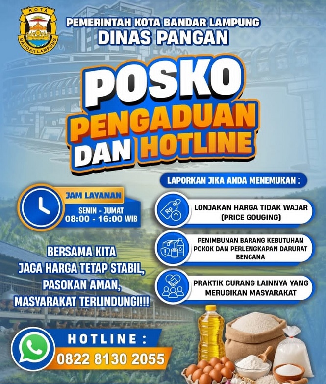 Pemkot Bandar Lampung Buka Hotline Pengaduan Pangan, Warga Bisa Laporkan Harga Tak Wajar