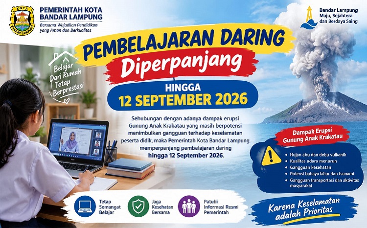 Pemkot Bandar Lampung Kembali Perpanjang Pembelajaran Daring hingga 12 September