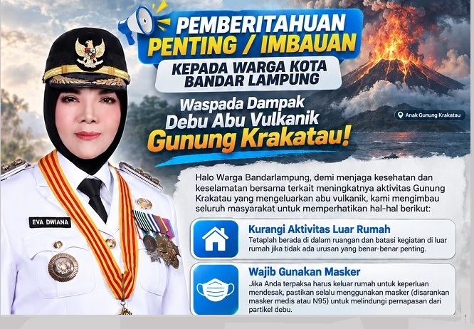 Wali Kota Bandar Lampung Intruksikan Belajar Daring, Masih Ada Abu Vulkanik Gunung Anak Krakatau