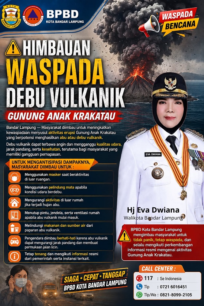 Warga Bandar Lampung Diimbau Waspada Debu Vulkanik Gunung Anak Krakatau